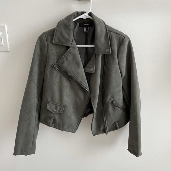 F21 Greg Suede Moto Jacket - Picture 1 of 3